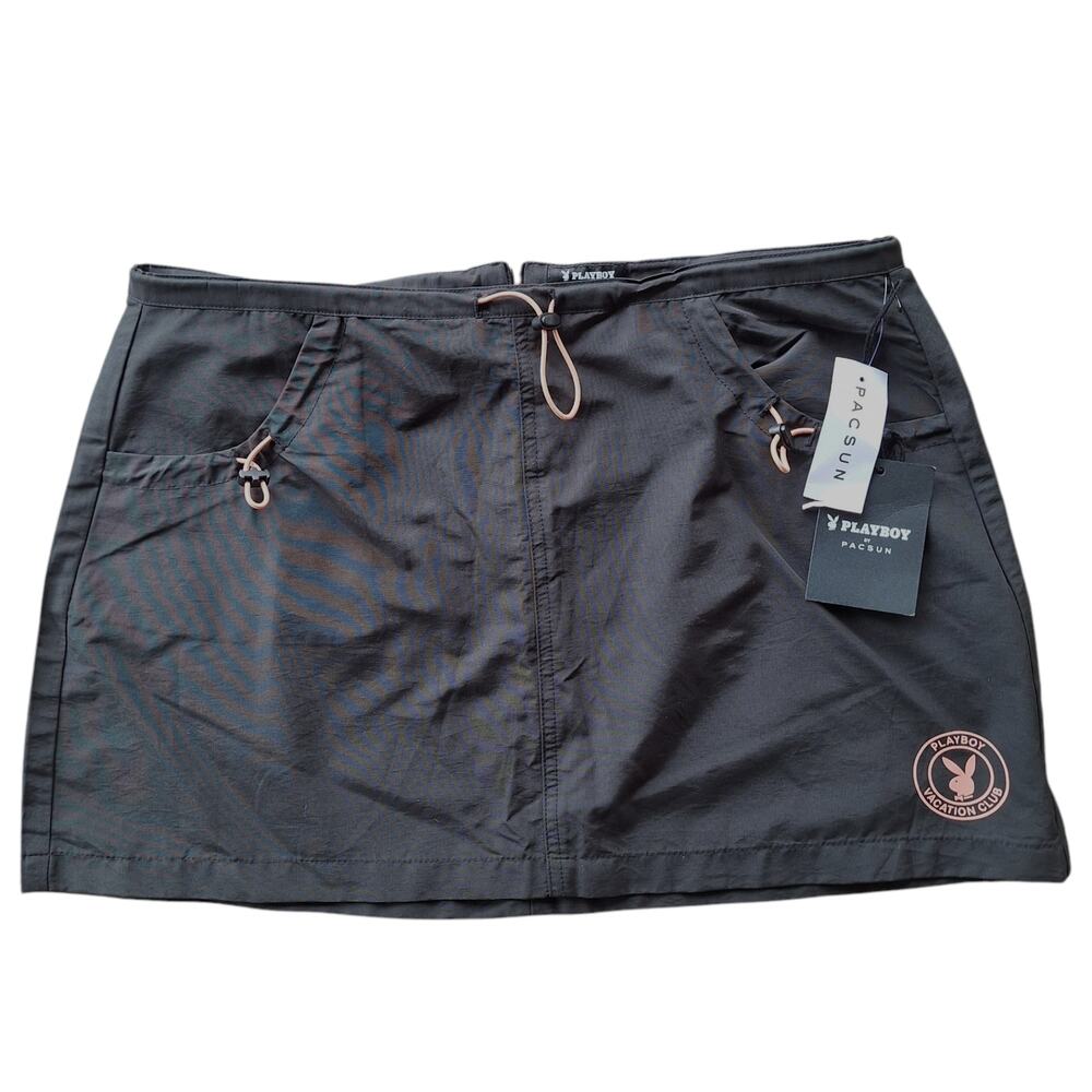 PlayBoy by pacsun NEW toggle drawstring beach micro mini skirt nylon utility Y2K